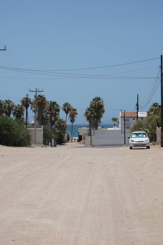 A beach and street.