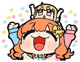 A happy drawing of Kirari and Anzu from Idolmaster.